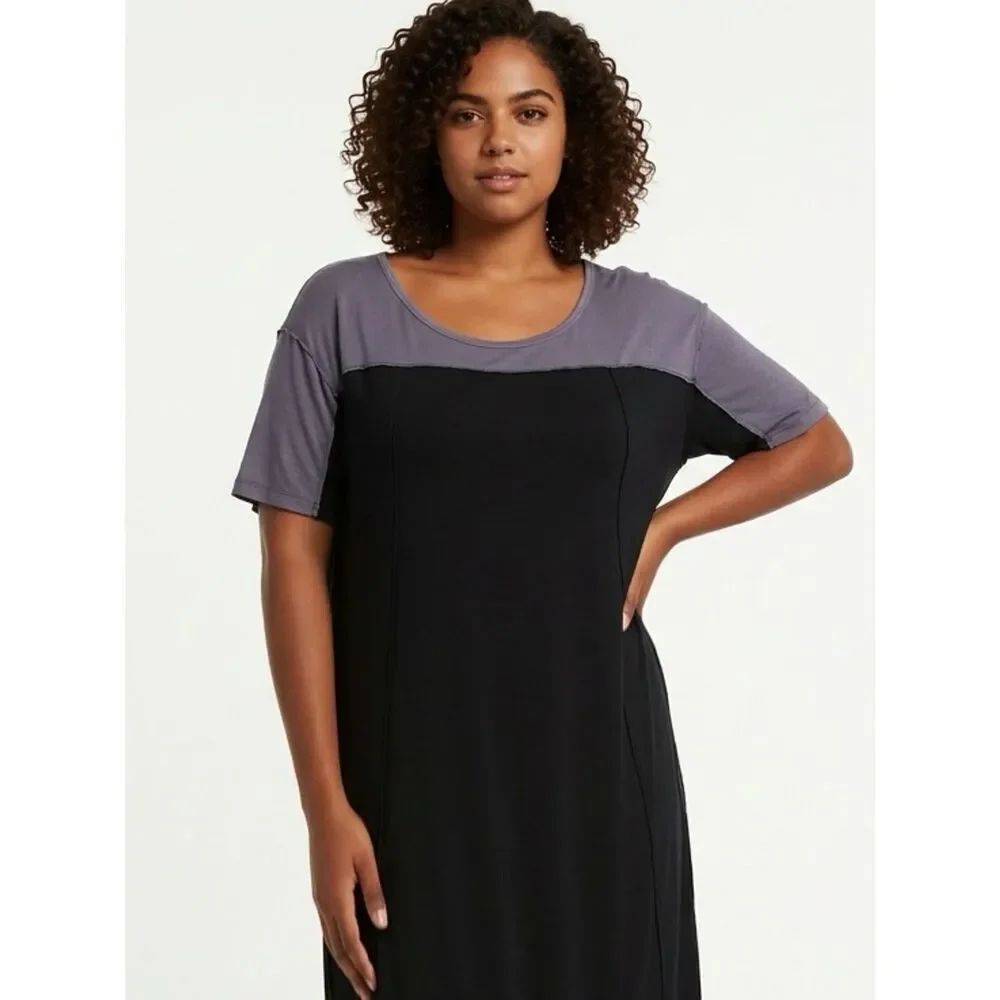 FREE PEOPLE | WE THE FREE Side Slit Tunic Tee Gray & Black Women’s Size Small